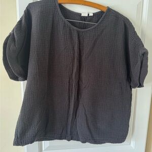 GAP Black Crinkle Cotton Women's Blouse